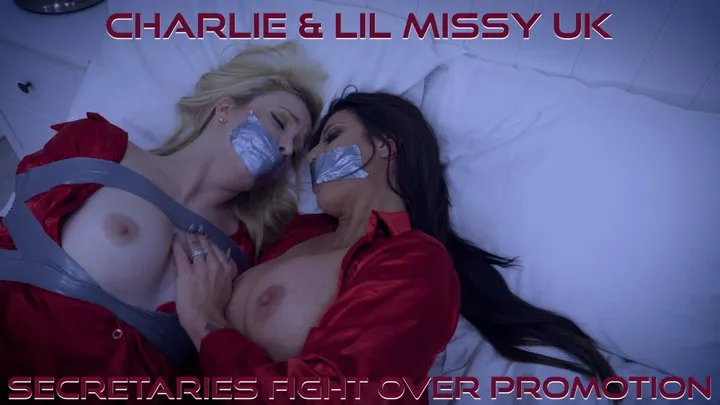Charlie and Missy - Fighting Over Promotion Alt ( Secretaries, Tape Gagged, Tape Bondage, Bandage Wrap Gag, Satin Blouses, Leather Pants, FF Domination, Big Boobs, Topless, Hogtied )