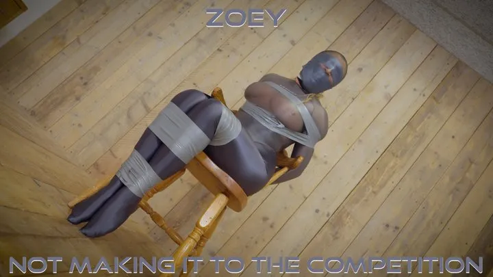 Zoey - Not Making it to the Competition ( Swimsuit, Tape Bondage, Boobs Exposed, Wrap Gagged, Pantyhose Hooded, Microfoam Tape Gag, Duct Tape Gag, Bandage wrap gag and Blindfold )