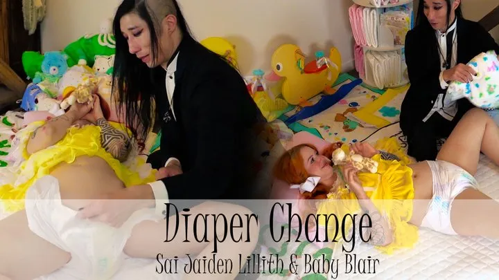 Diaper change - - with SaiJaidenLillith & BabyBlair