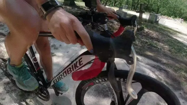 Slow Motion Bike Riding in a Red Bikini