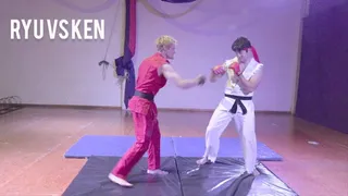 Ryu vs Ken: Footjob Domination Match