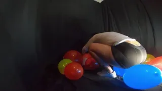 Chloes fat ass popping balloons side angle