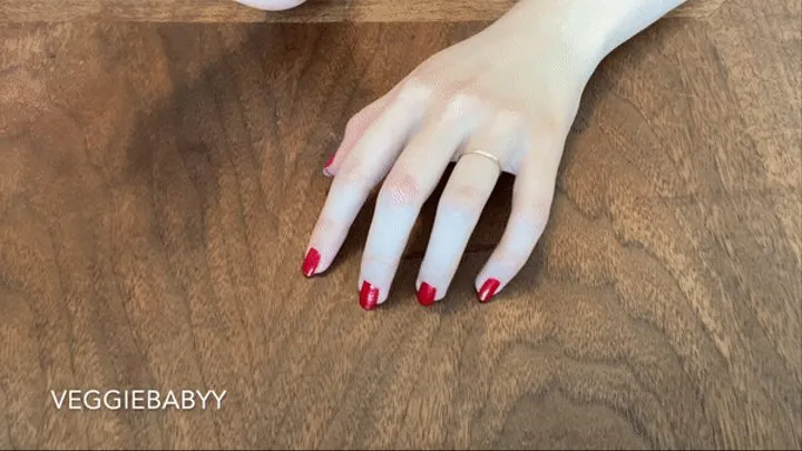 long red natural nail tapping