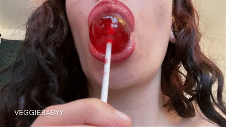 up-close lollipop oral fixation with lots of sucking sounds