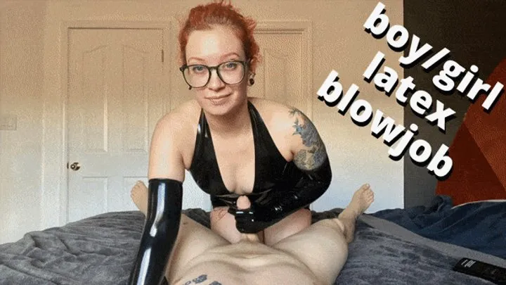 pov real couple latex fetish handjob, blowjob, and cum play