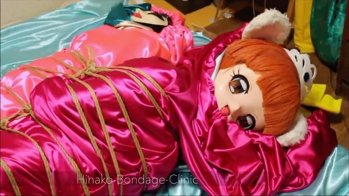 Satin Maid Dominates Kigurumi Princess with Rope Bondage and Breath Control