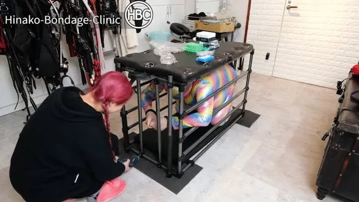 Big Fat Rainbow Bitch Locked in Cage and Cuffed