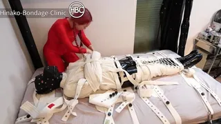 Rubber Doggy Sub Cums Quick in Canvas Medical Bondage