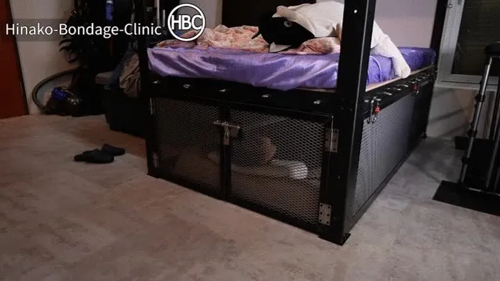 Overnight Prison Bed Bondage; Sub Rests in Cage Below Hinako's Bed All Night