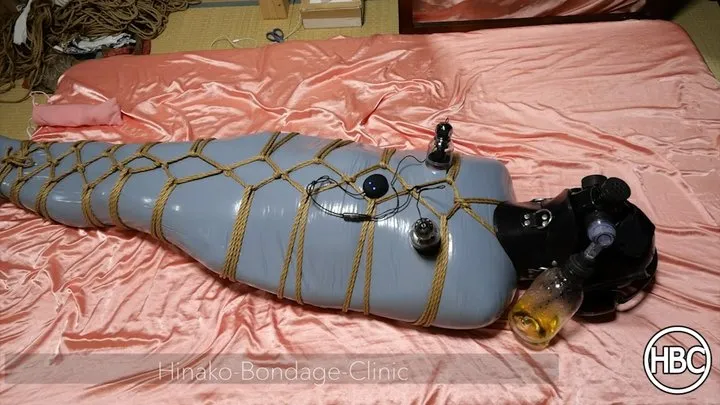 Mummification with Nipple Stimulation, Rope Bondage and Piss Bottle Gas Mask