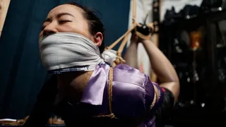HBC X TBL; Office Lady Gets Dick Gagged and Tied in Rope Wearing Leather Skirt and Satin Blouse