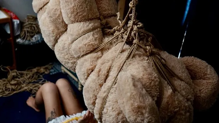 TBL X HBC; Man Goes Inside Big Stuffed Bear and Gets Suspended in Rope Bondage