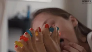 Rachel Adams sucking Tomiko's toes