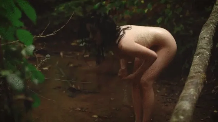 Quinn is naked at a creek in Slow Motion part 2 of 3