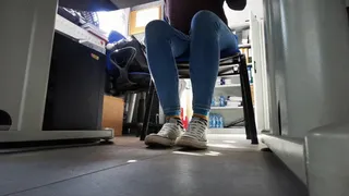 Dangling in work under the desk