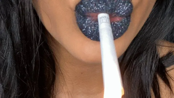 Full lips on cigarette