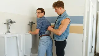 Nerdy Teen 18+ Boy With Glasses Gets Surprised And Pounded Hard In The School Bathroom By The Class Bully