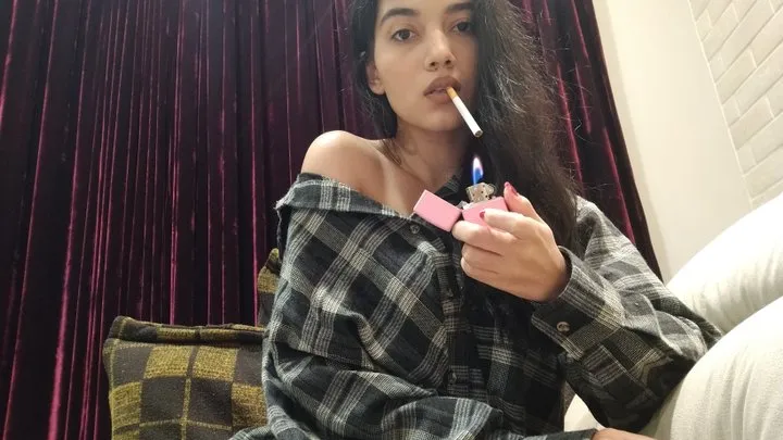 Smoking in your plaid shirt - girlfriend fantasy