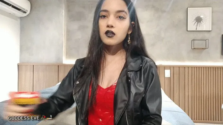 Audible inhales - pvc - leather jacket - dark lipstick