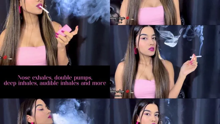 Pink smoking fantasy - Nose exhales, deep inhales