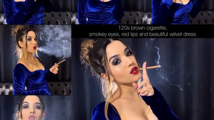 120s brown cigarette, smokey eyes, red lips and beautiful velvet dress - A custom clip