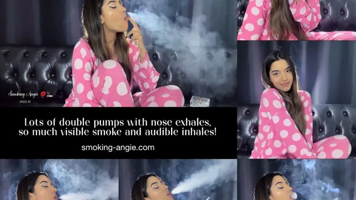 Power smoking my night cigarette in my cute pink pyjamas