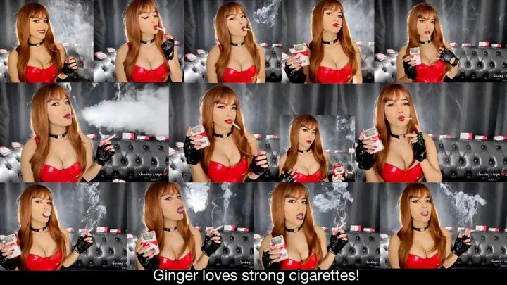 Ginger loves strong cigarettes! Watch she smoke marlboro reds and talk about her addiction