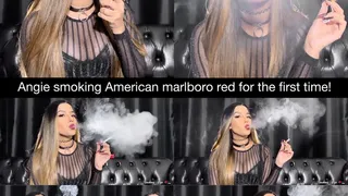 Angie smoking american marlboro red for the first time!