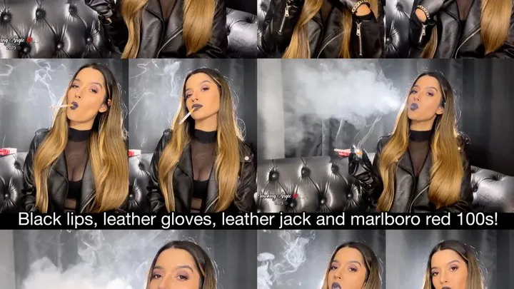 Black lips, leather gloves, leather jacket and marlboro red 100s!