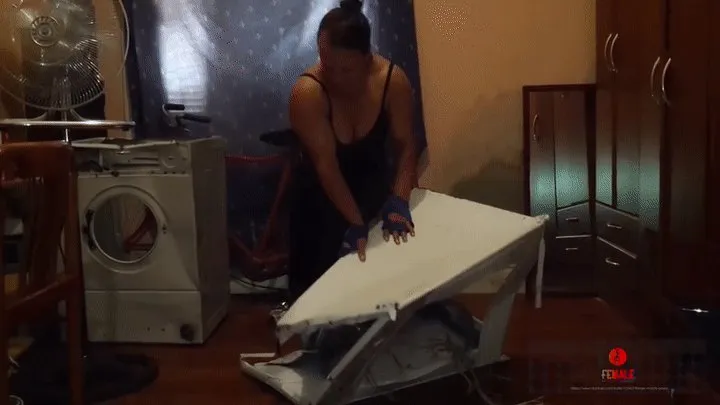 Gaby destroys Washing Machine metal Cabinet- REMASTERED