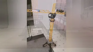 Toy crane in the kitchen