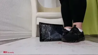 Mila mercilessly destroys her ex roommate's tablet