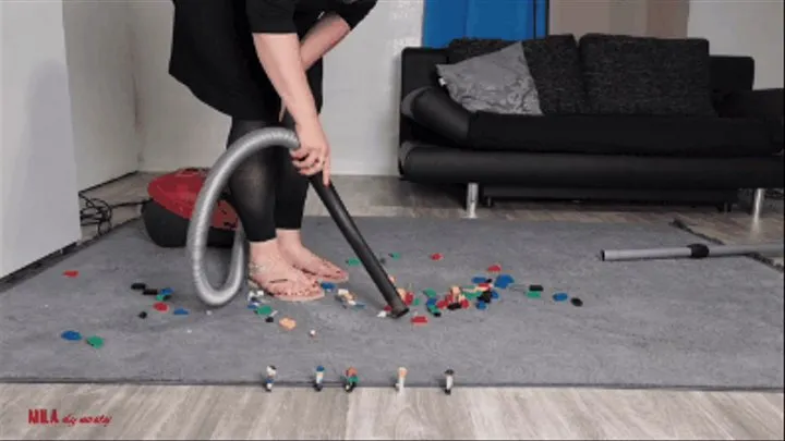 Mila - Vacuuming Lego in flip flops