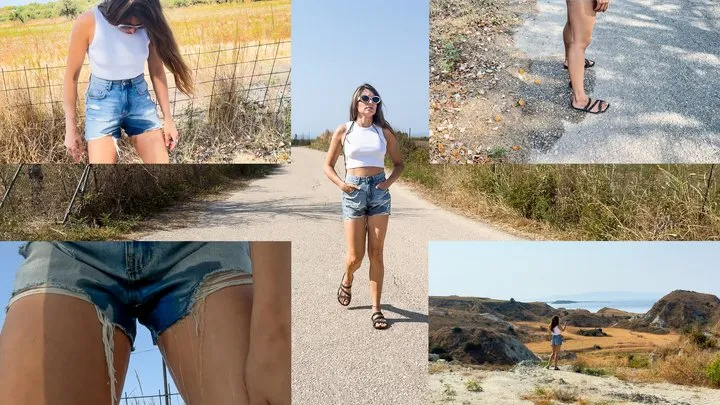 Talia WETTING her jeans and panties on a afternoon walk