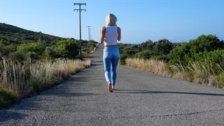 Nina wetting jeans bare foot on a hike DIRECTOR CUT