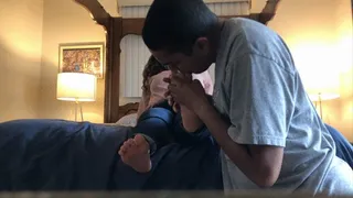 Footboy worships latina feet