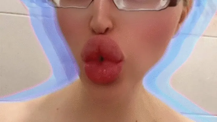 Licking tits in shower with my long tongue