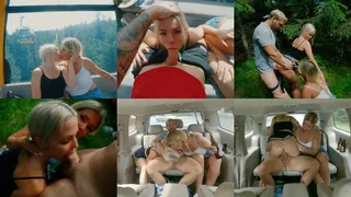 Public sex pussy to mouth double blowjob outdoor fuck creampie