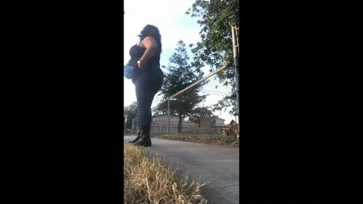 BBW Smokes Outside in Worn Boots