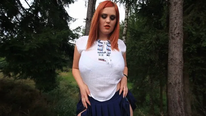 Naughty schoolgirl playing in the nature - part 1