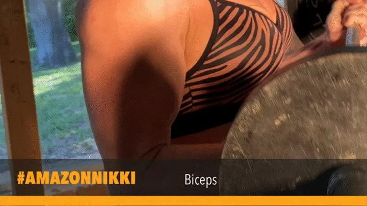 Nikki trains, flexes and oils up her beautifully ripped biceps! #upcloseview