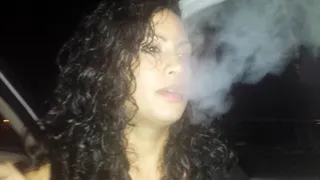 FOXY SMOKING IN THE CAR AT NIGHT!