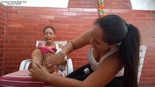 Maria's Ticklish Revenge on Oriana's Bare Soles!