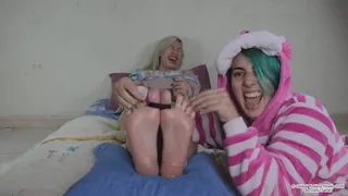 Pajama Foot Tickle Party! Isa Tickles Anna's Bare Soles!