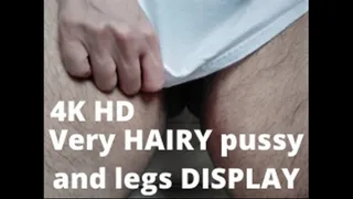 Close up hairy pussy and hairy legs exploration
