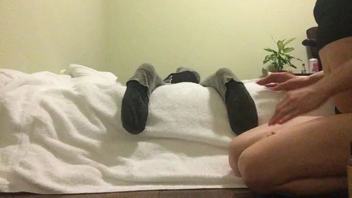 Foot massage and tickling on the bed