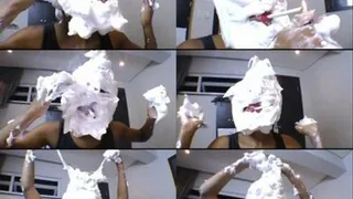 TOTAL HUMILIATION SMOKE AND SHAVIN CREAM IN YOUR FACE - PRISCILINHA THE IDIOT SLAVE - CLIP 6