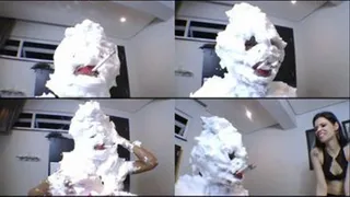 TOTAL HUMILIATION SMOKE AND SHAVIN CREAM IN YOUR FACE - PRISCILINHA THE IDIOT SLAVE - CLIP 8