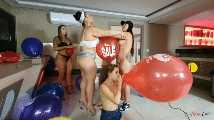 BALLOON ORGY WHO BURSTS FIRST GETS A BLOWOUT - BY ADRIANA FULLER, BRUNA CASTRO, BIA MELLO, AGATA LUDOVINO - NEW KC 2022 - CLIP 4