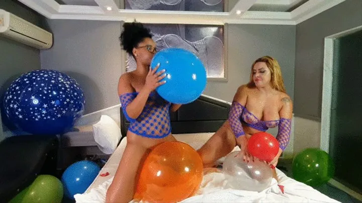 INTERRACIAL LESBIAN LOVERS HORNY FOR BALLONS -- BY REBECA SANTOS AND AMANDINHA - CLIP 2